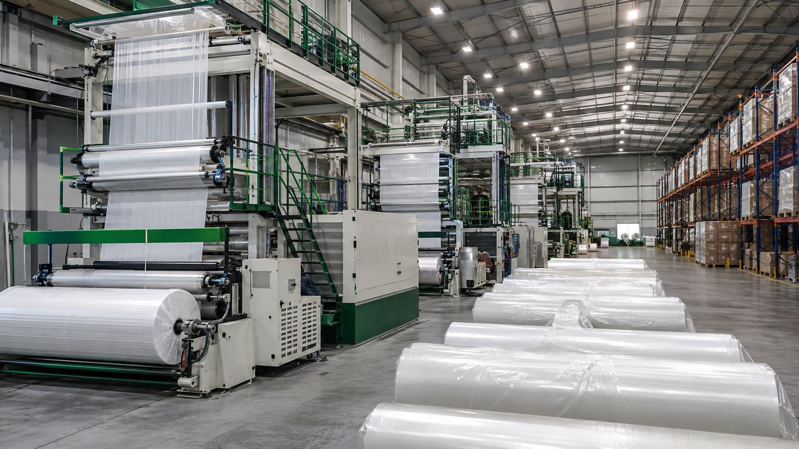 Production workshop extruding greenhouse film