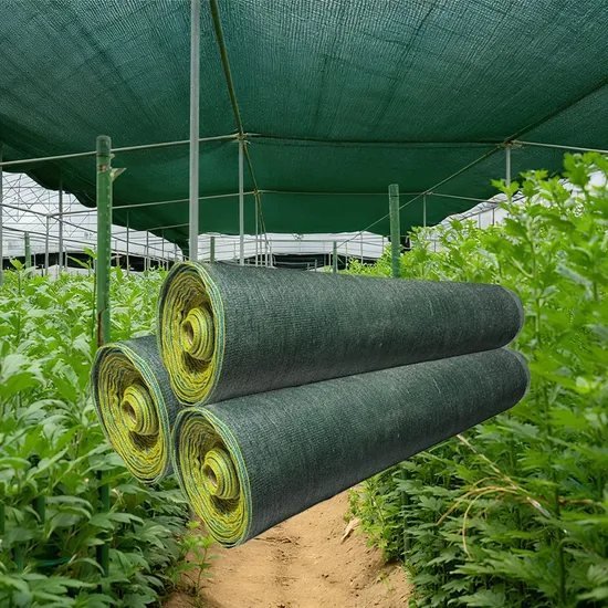 Shade netting installed over crops